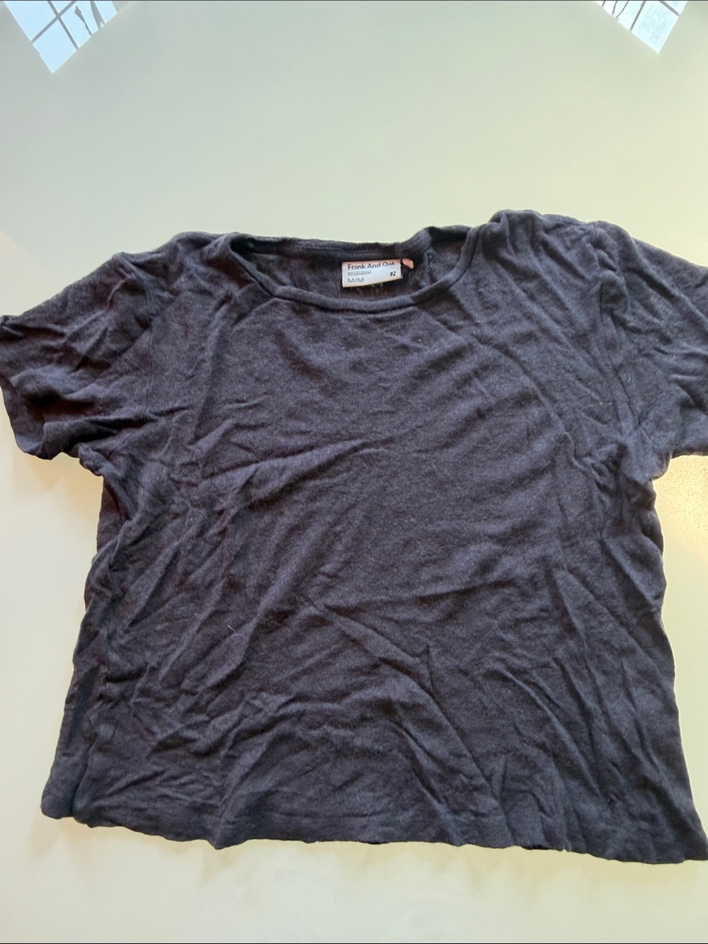 Frank And Oak charcoal-grey crop t-shirt